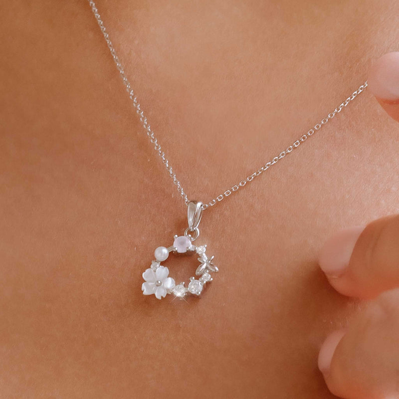 Frühlingsblumen Kette Silber, S925