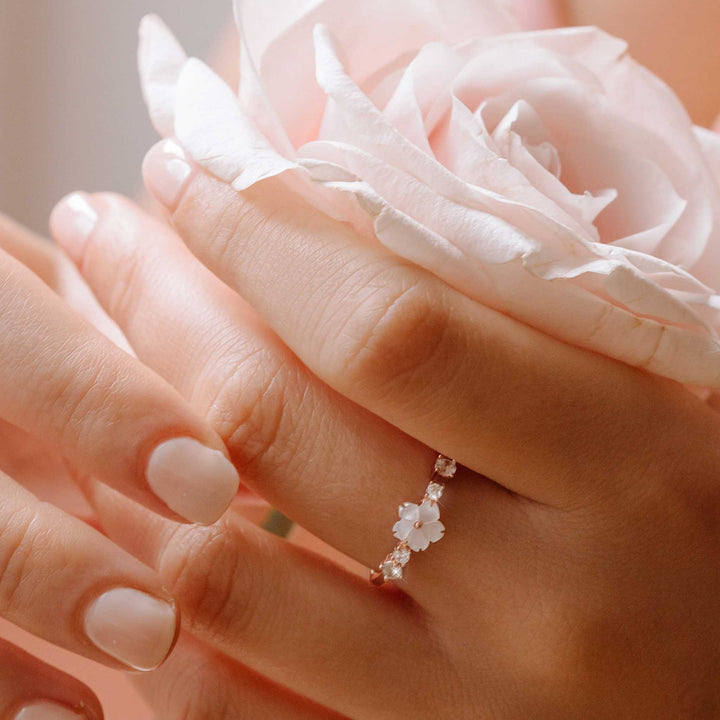 Blumen Ring Lia Rosegold, S925