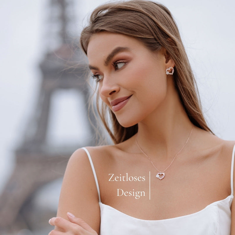 Sparkling Heart Kette Rosegold