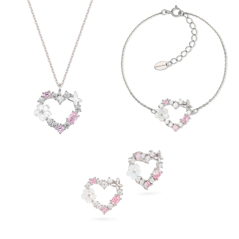 Set Sparkling Heart Silber S925