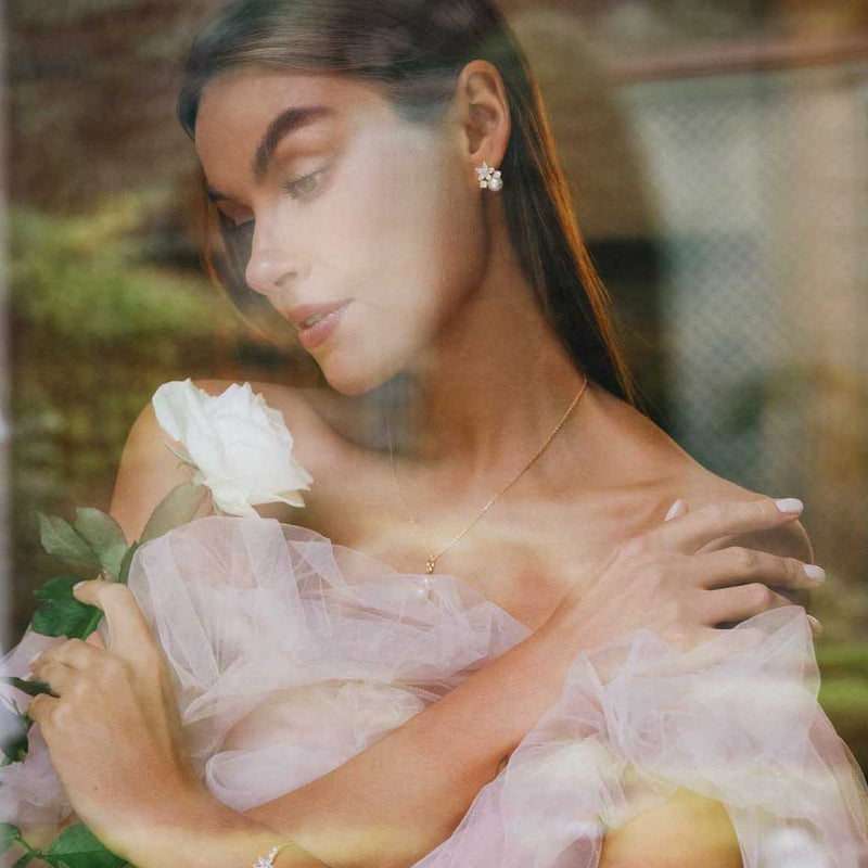 Ohrringe Fleur mit Perle rosévergoldet