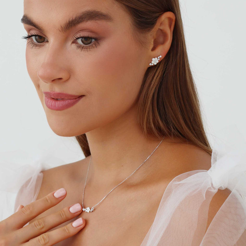 Sparkle Blumen Ohrringe Silber, S925