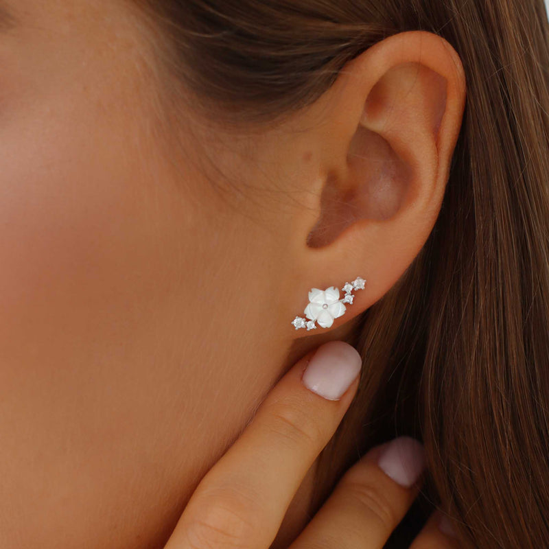 Sparkle Blumen Ohrringe Silber, S925