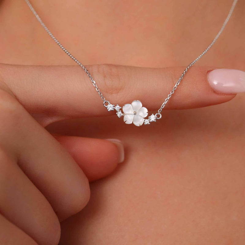 Sparkle Blumen Kette, Silber S925