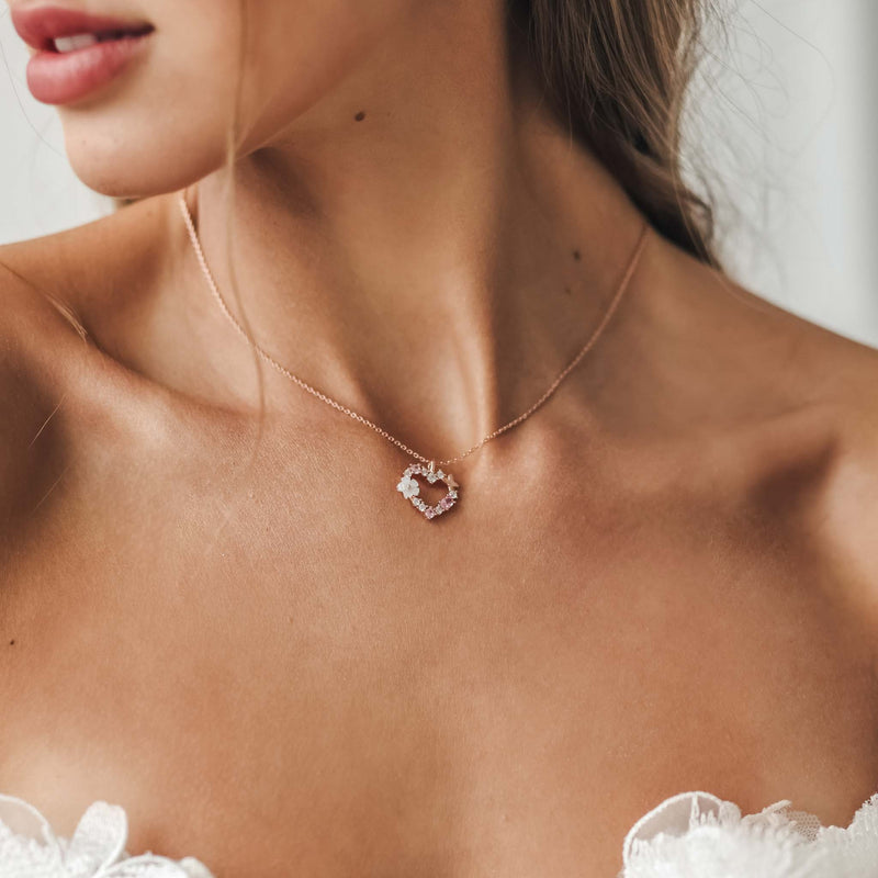 Sparkling Heart Kette Rosegold