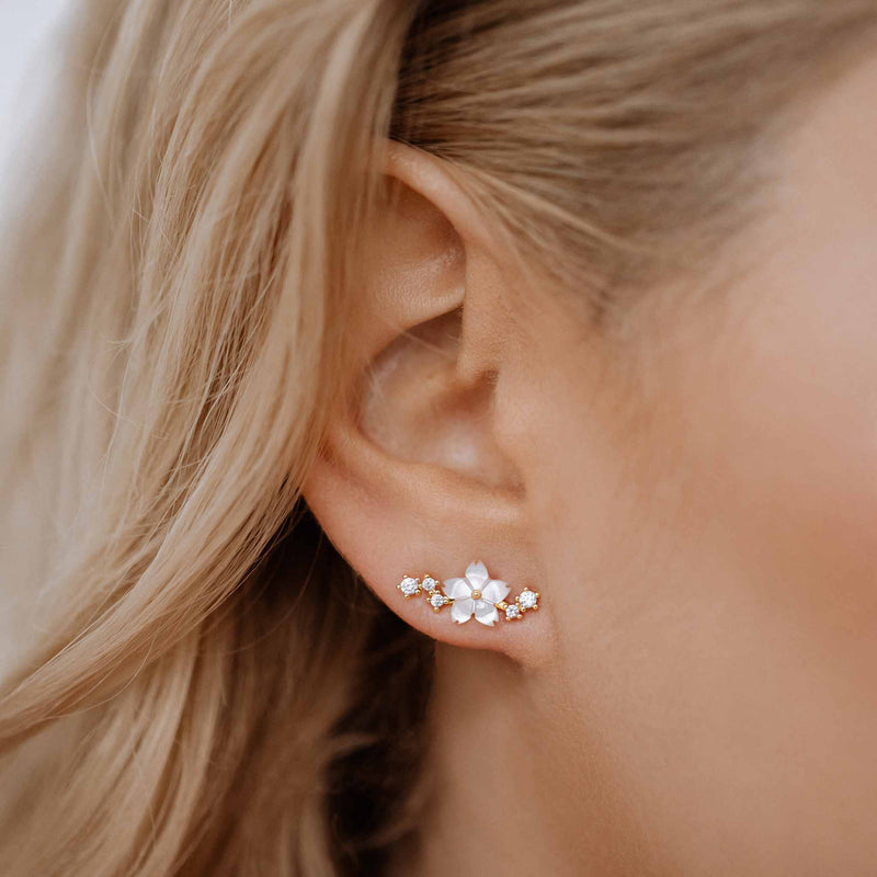 Sparkle Blumen Ohrringe Golden