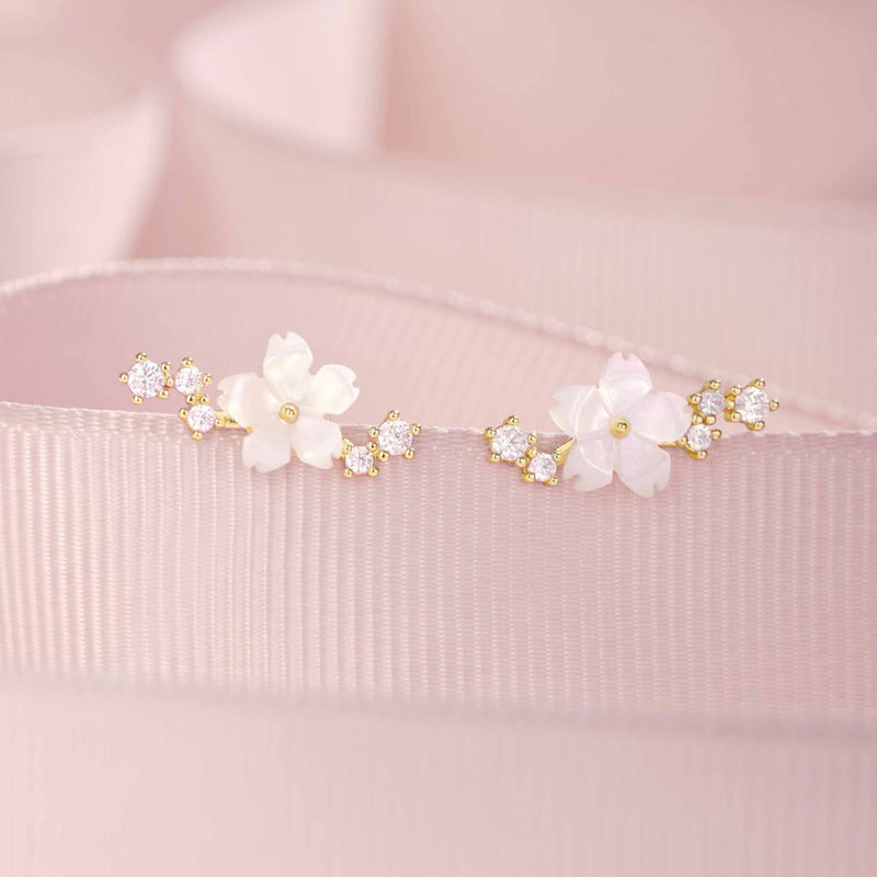 Sparkle Blumen Ohrringe Golden