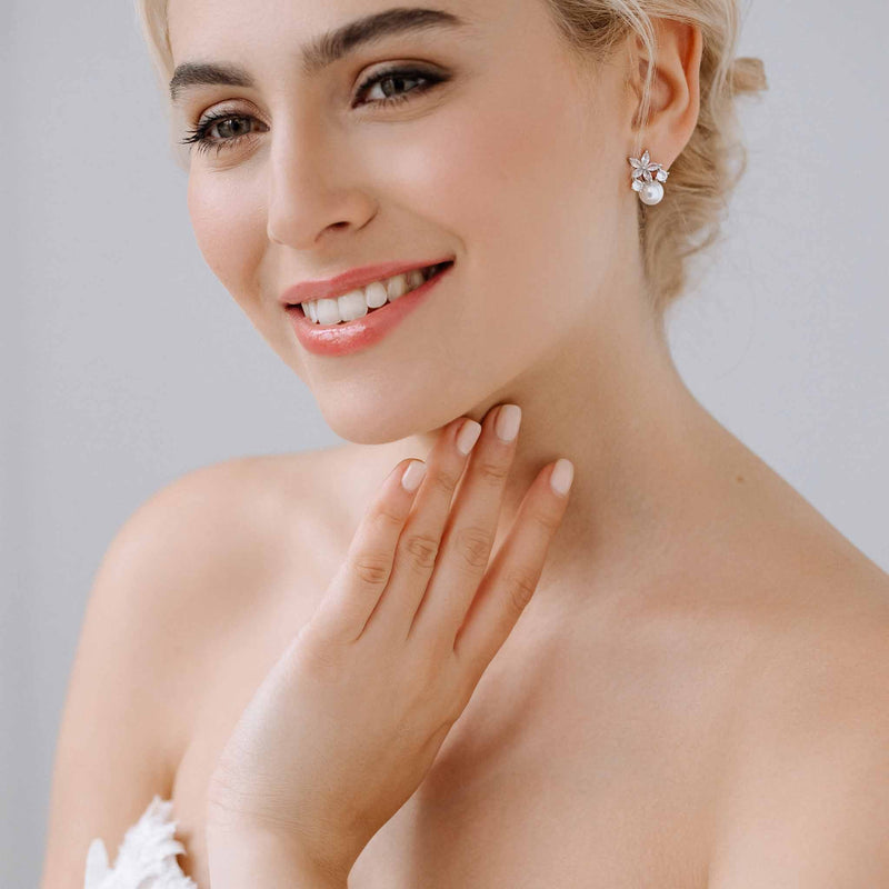 Ohrringe Fleur mit Perle Sterlingsilber, S925