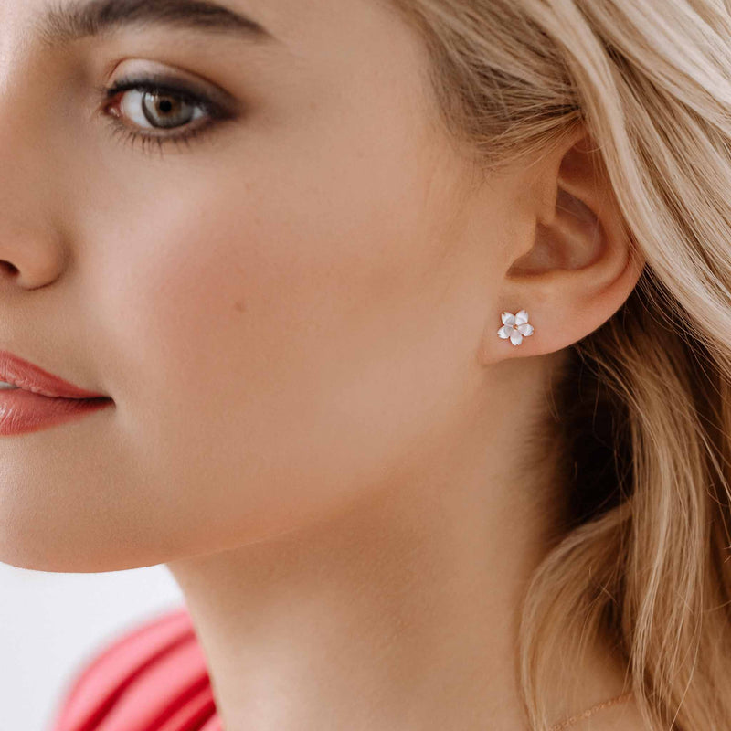 Ohrringe Perlmutt Blume Roségold