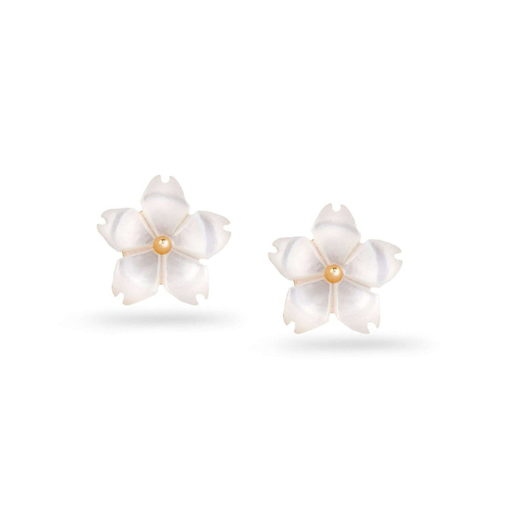 Ohrringe Perlmutt Blume Golden
