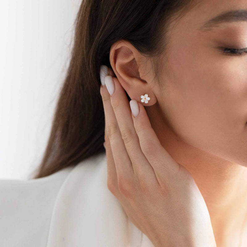 Ohrringe Perlmutt Blume Roségold