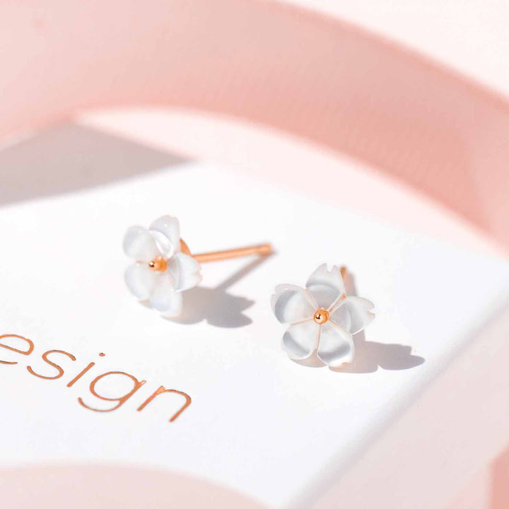 Ohrringe Perlmutt Blume Roségold