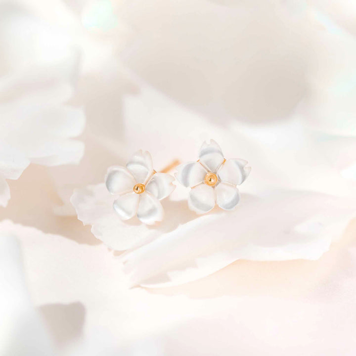Ohrringe Perlmutt Blume Golden