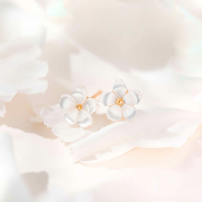 Ohrringe Perlmutt Blume Golden