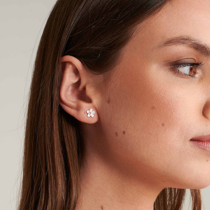 Ohrringe Perlmutt Blume Golden