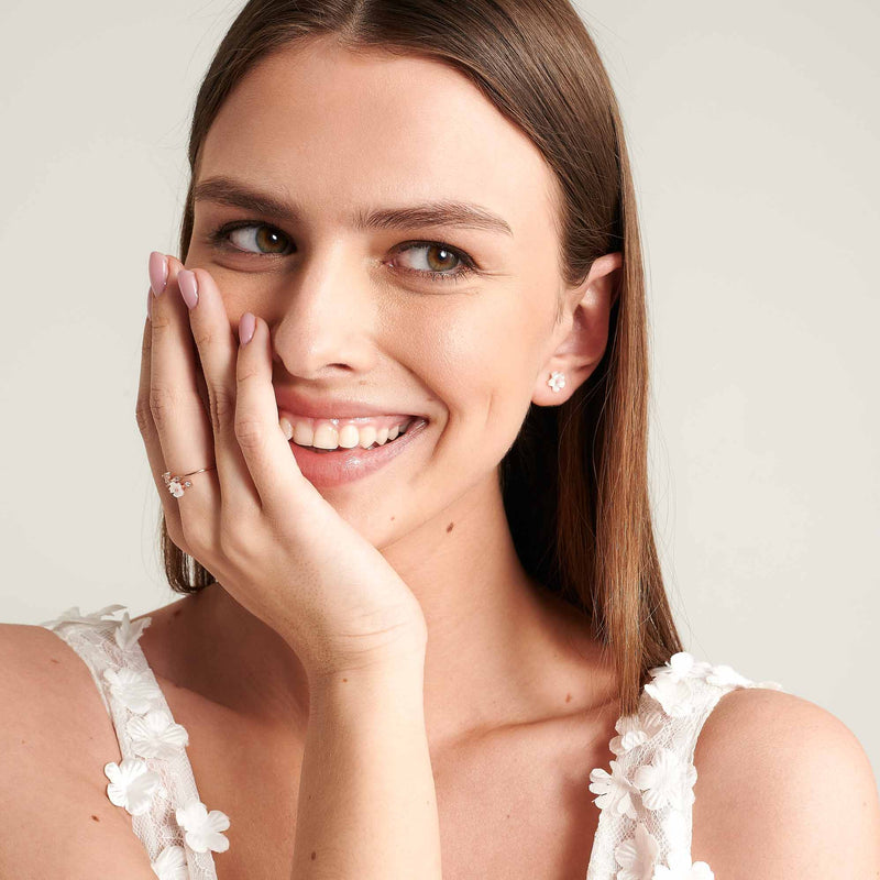 Ohrringe Perlmutt Blume Roségold