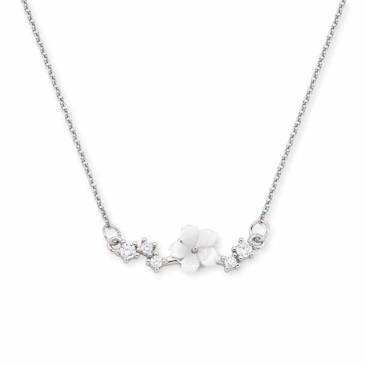Sparkle Blumen Kette, Silber S925