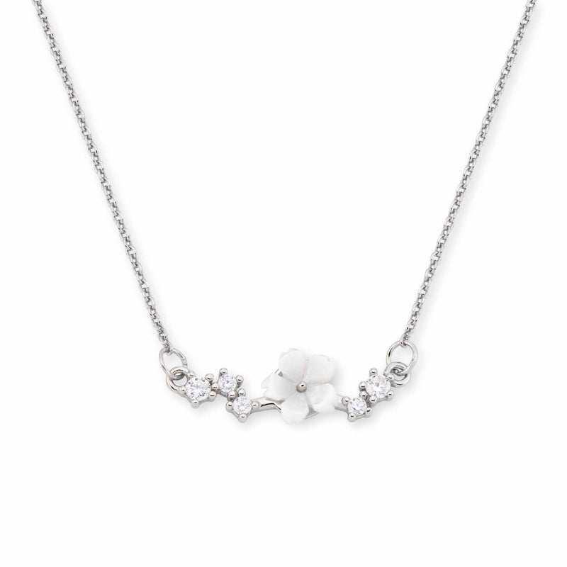 Sparkle Blumen Kette, Silber S925