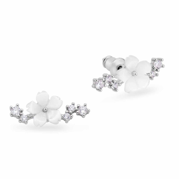 Sparkle Blumen Ohrringe Silber, S925