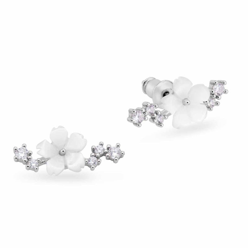 Sparkle Blumen Ohrringe Silber, S925
