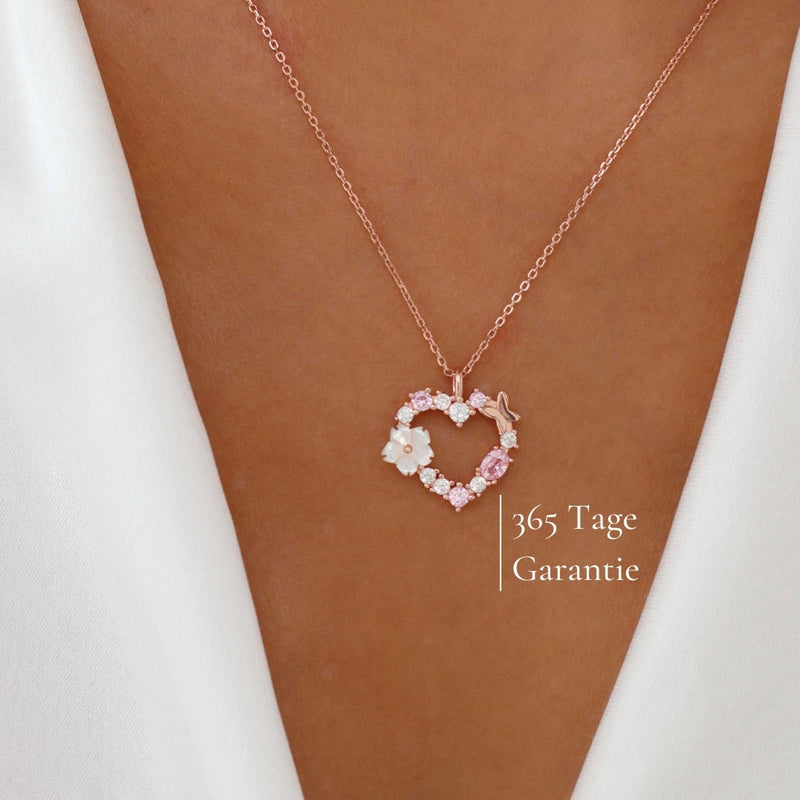 Sparkling Heart Kette Rosegold