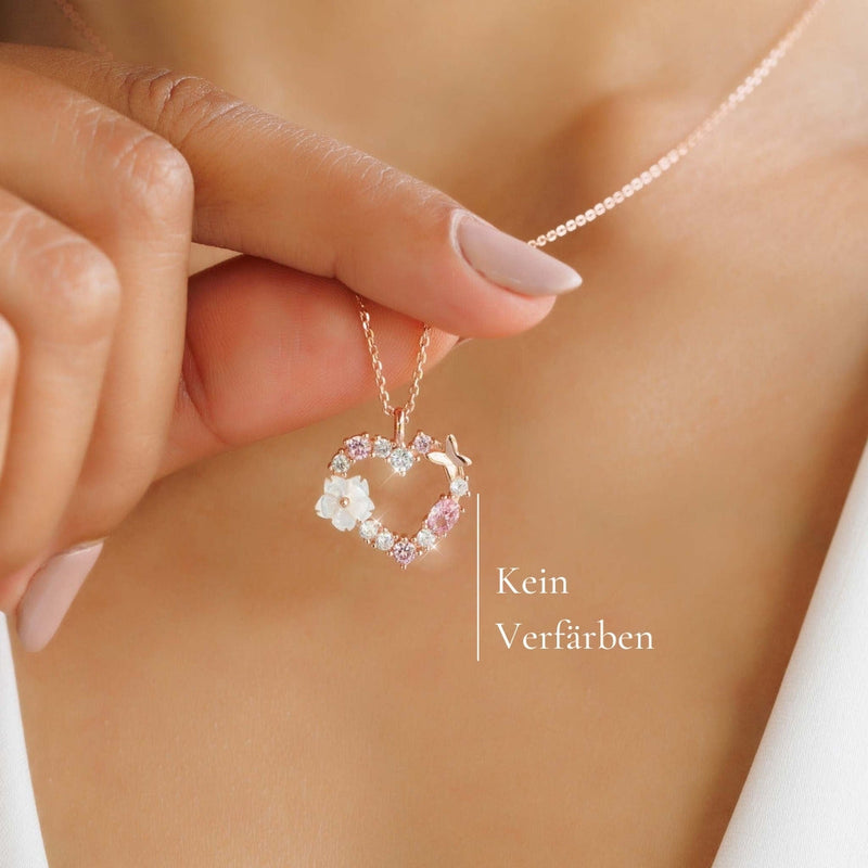 Sparkling Heart Kette Rosegold