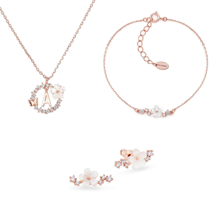 Set Letter Halskette, Sparkle Ohrringe & Armband
