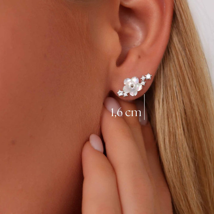 Sparkle Blumen Ohrringe Silber