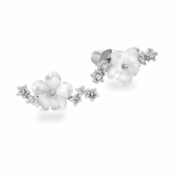 Sparkle Blumen Ohrringe Silber