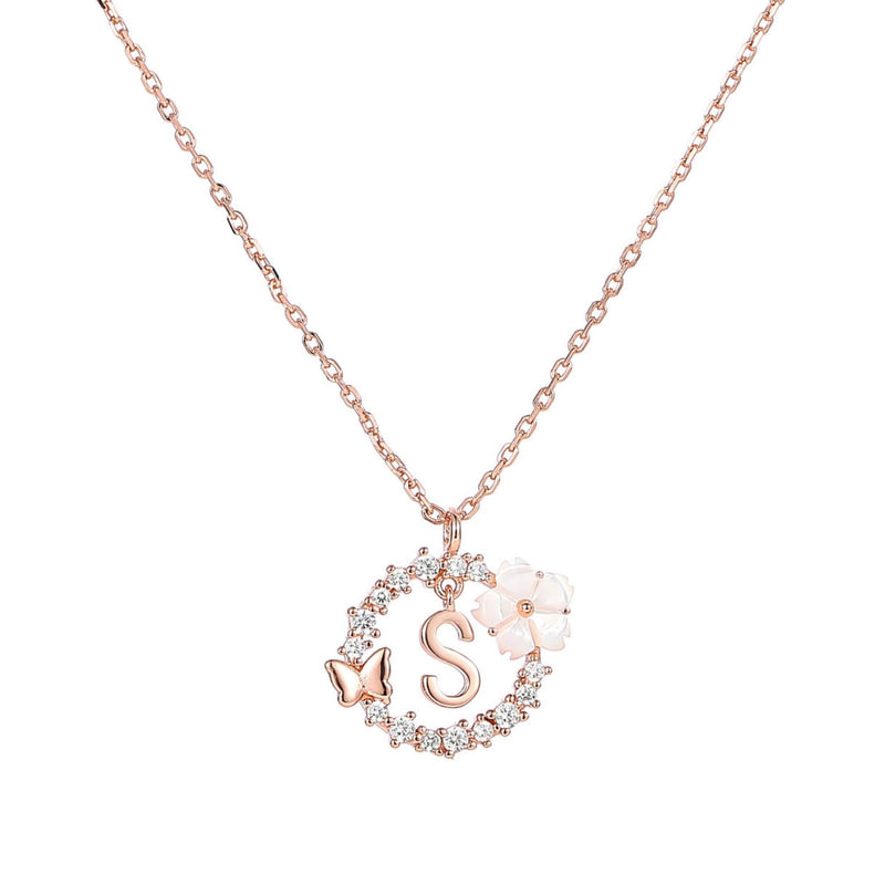 Set Letter Halskette, Frühlingsblumen Ohrringe & Armband