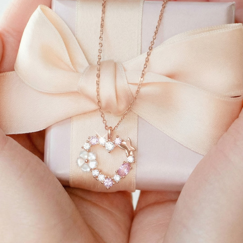 Sparkling Heart Kette Rosegold