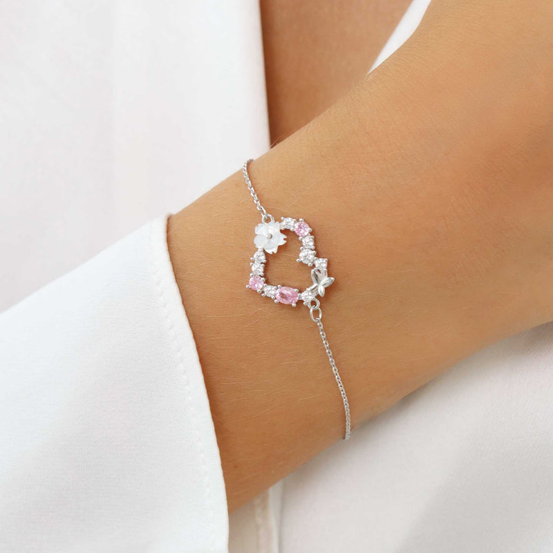 Armband Sparkling Heart Silber, S925