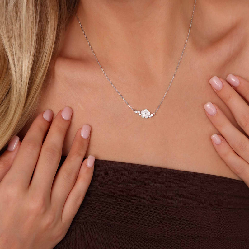 Sparkle Blumen Kette, Silber S925