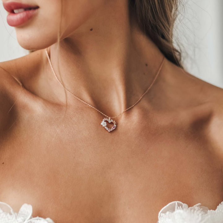 Sparkling Heart Kette Rosegold