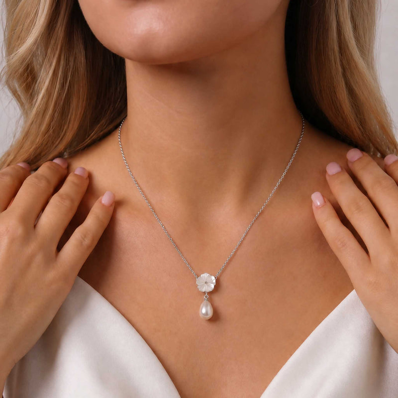 Pearl Drop Kette Silber