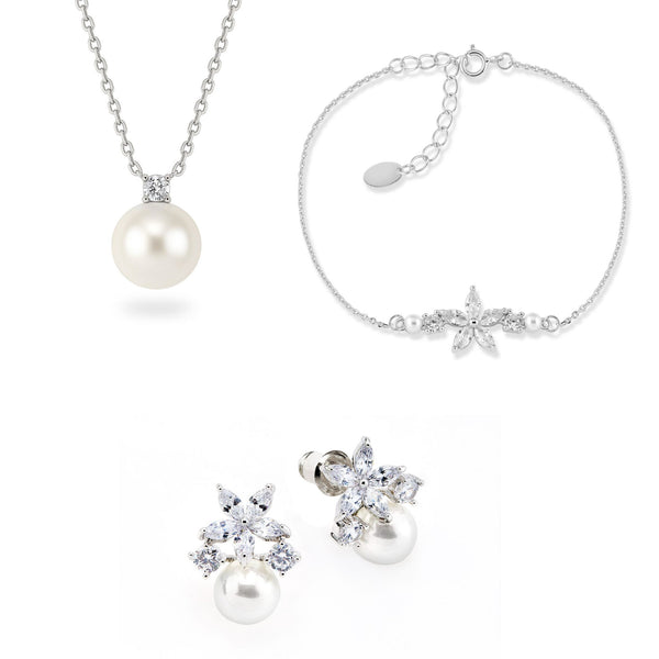 Set Fleur Perla Silber