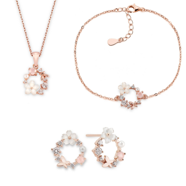 Weißes Frühlingsblumen Set Rosegold