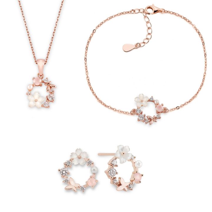 Weißes Frühlingsblumen Set Rosegold