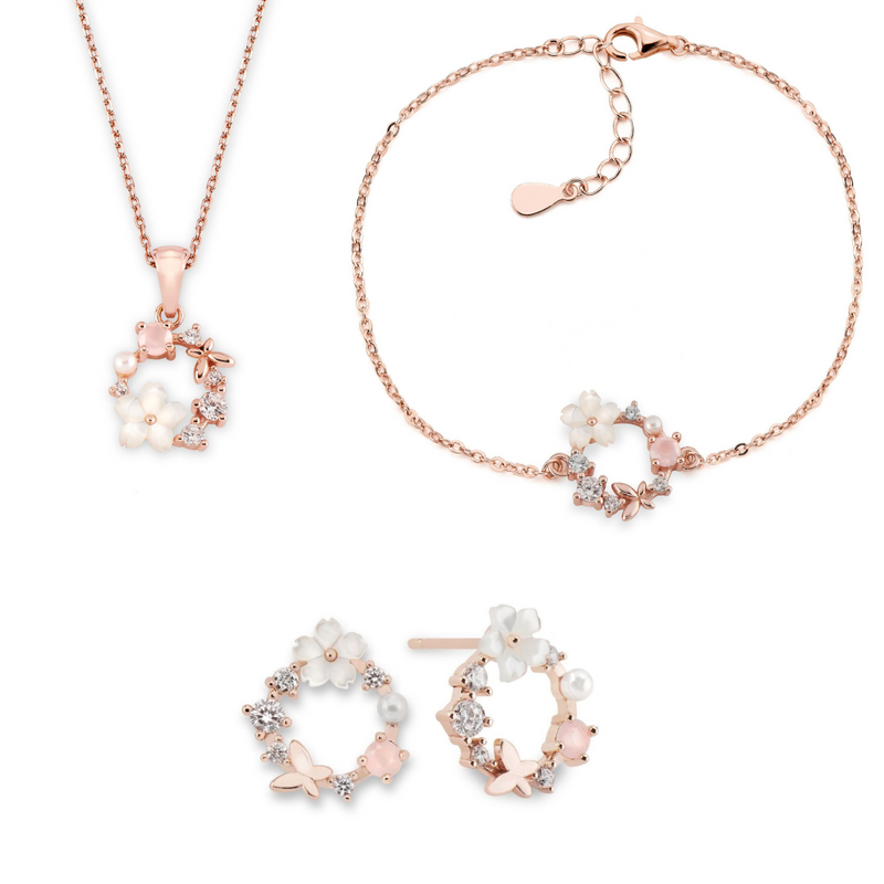 Weißes Frühlingsblumen Set Rosegold
