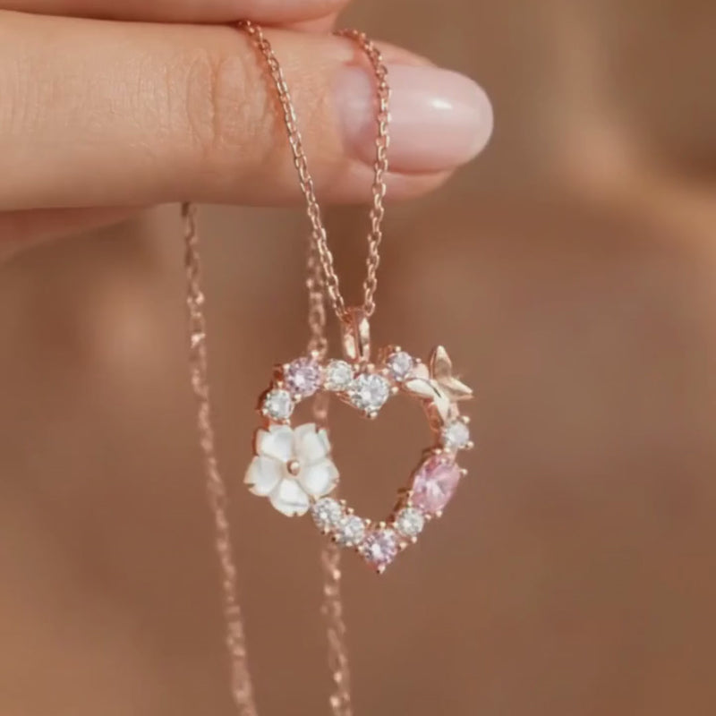 Sparkling Heart Kette Rosegold