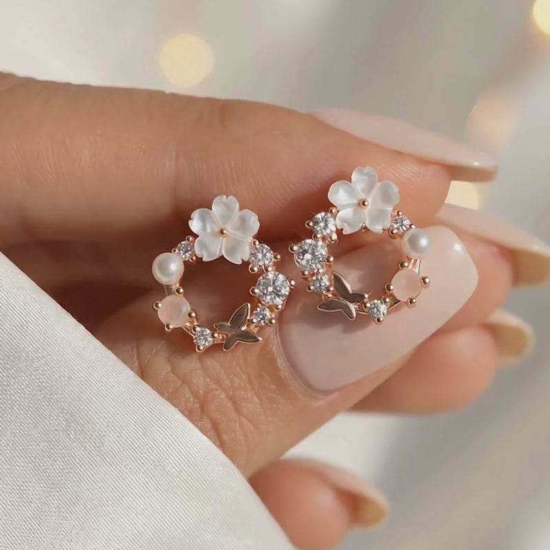 Ohrringe Weiße Frühlingsblumen